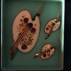 Signed piece of Matisse Renoir pen & earrings